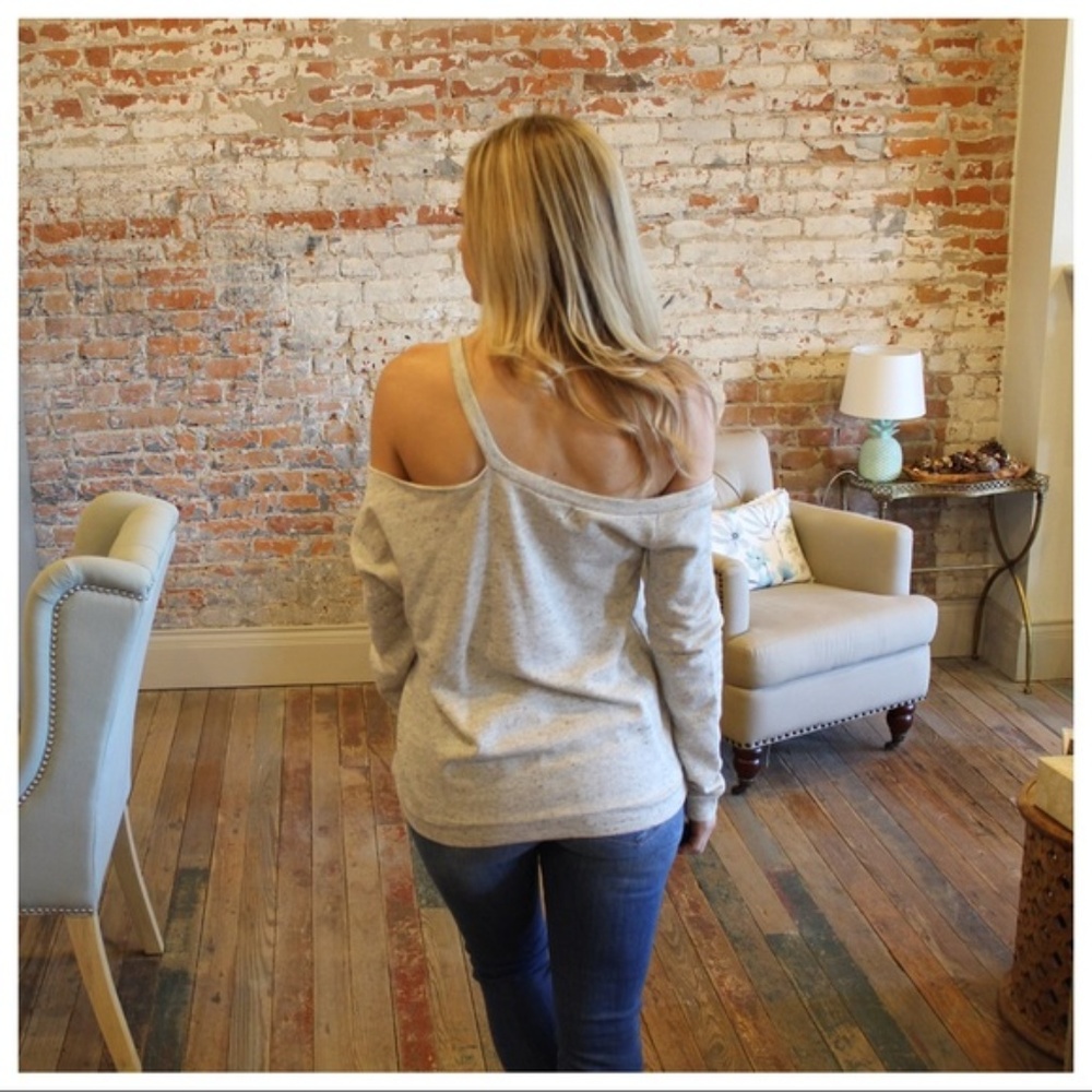 Infinity Raine Gray Off-Shoulder Tunic - Picture 2 of 3